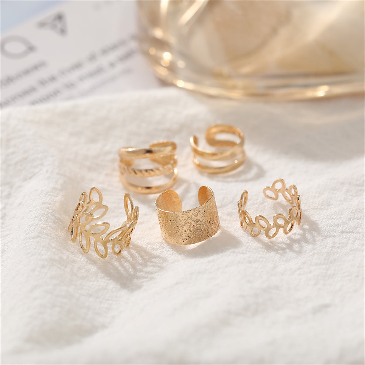 18K Gold-Plated Frosted Ear Cuff Set