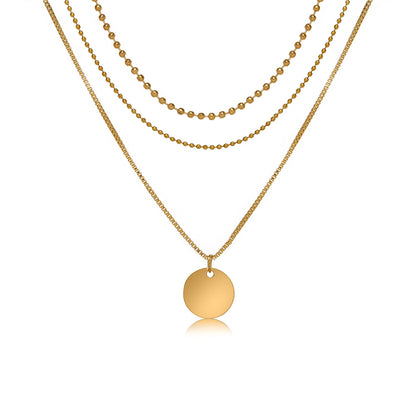18K Gold-Plated Circle Layered Pendant Necklace, gold pendant necklace for women, botanical inspired, side view