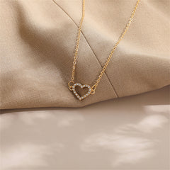 Cubic Zirconia & 18K Gold-Plated Heart Pendant Necklace