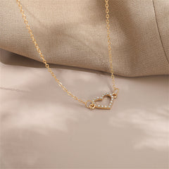 Cubic Zirconia & 18K Gold-Plated Heart Pendant Necklace