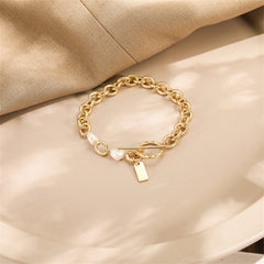 Pearl & 18K Gold-Plated Curb-Chain Toggle Bracelet