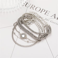 Crystal & Silver-Plated Flower Charm Bracelet Set