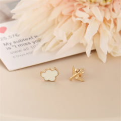 White & 18K Gold-Plated Airplane Asymmetrical Stud Earrings