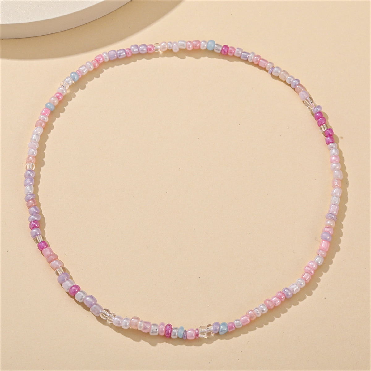 White and Multicolor Teal Howlite and Acrylic Stretch Necklace, pendant necklace for women, elegant gift for her, side view