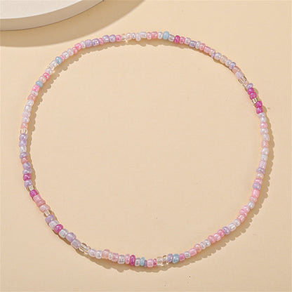 White and Multicolor Teal Howlite and Acrylic Stretch Necklace, pendant necklace for women, elegant gift for her, side view
