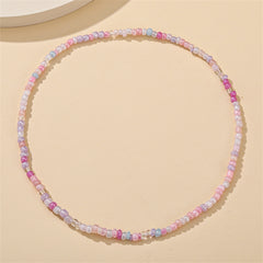 White & Multicolor Teal Howlite & Acrylic Stretch Necklace