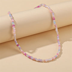 White & Multicolor Teal Howlite & Acrylic Stretch Necklace