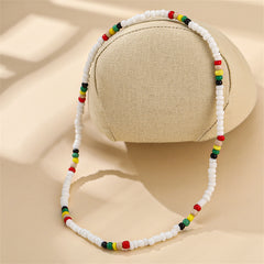 White & Multicolor Teal Howlite Stretch Necklace