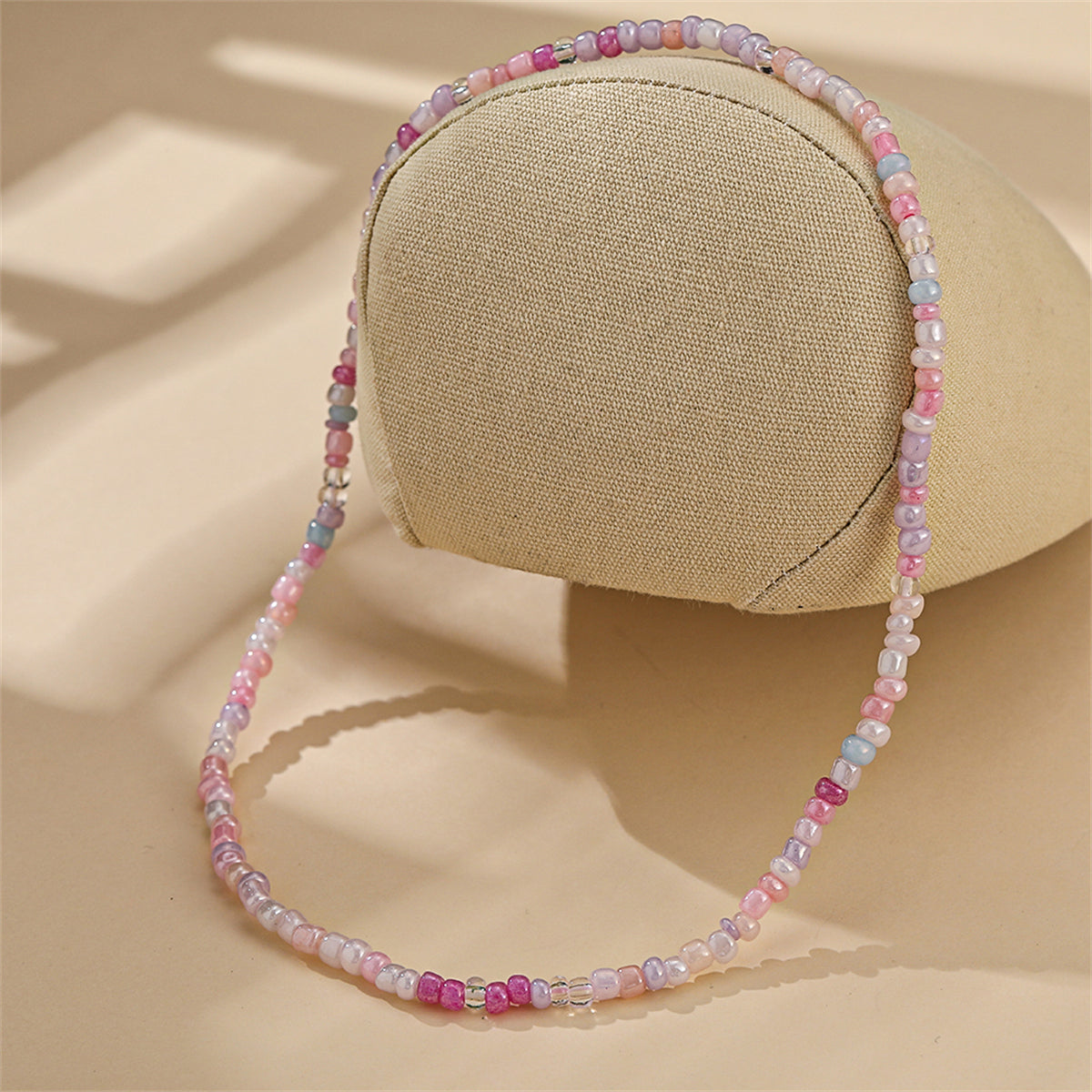 White and Multicolor Teal Howlite and Acrylic Stretch Necklace, pendant necklace for women, lifestyle look