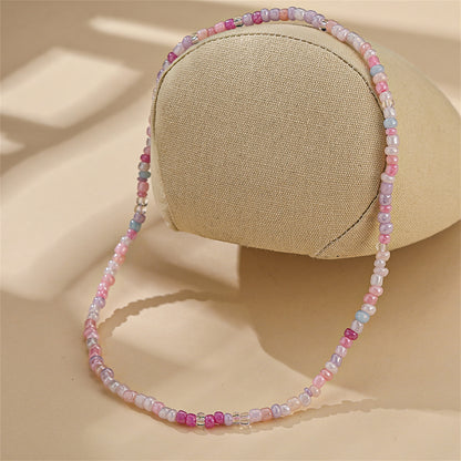 White and Multicolor Teal Howlite and Acrylic Stretch Necklace, pendant necklace for women, lifestyle look