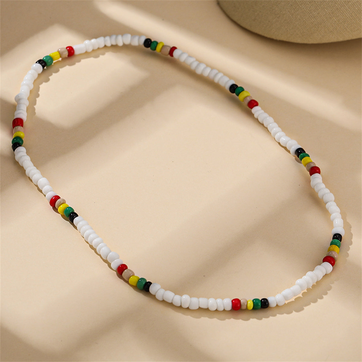 White and Multicolor Teal Howlite Stretch Necklace, pendant necklace for women, botanical inspired, styled look