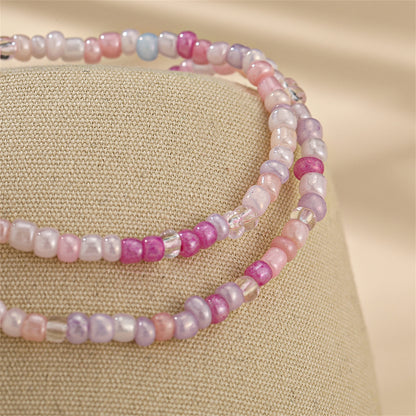 White & Multicolor Teal Howlite & Acrylic Stretch Necklace