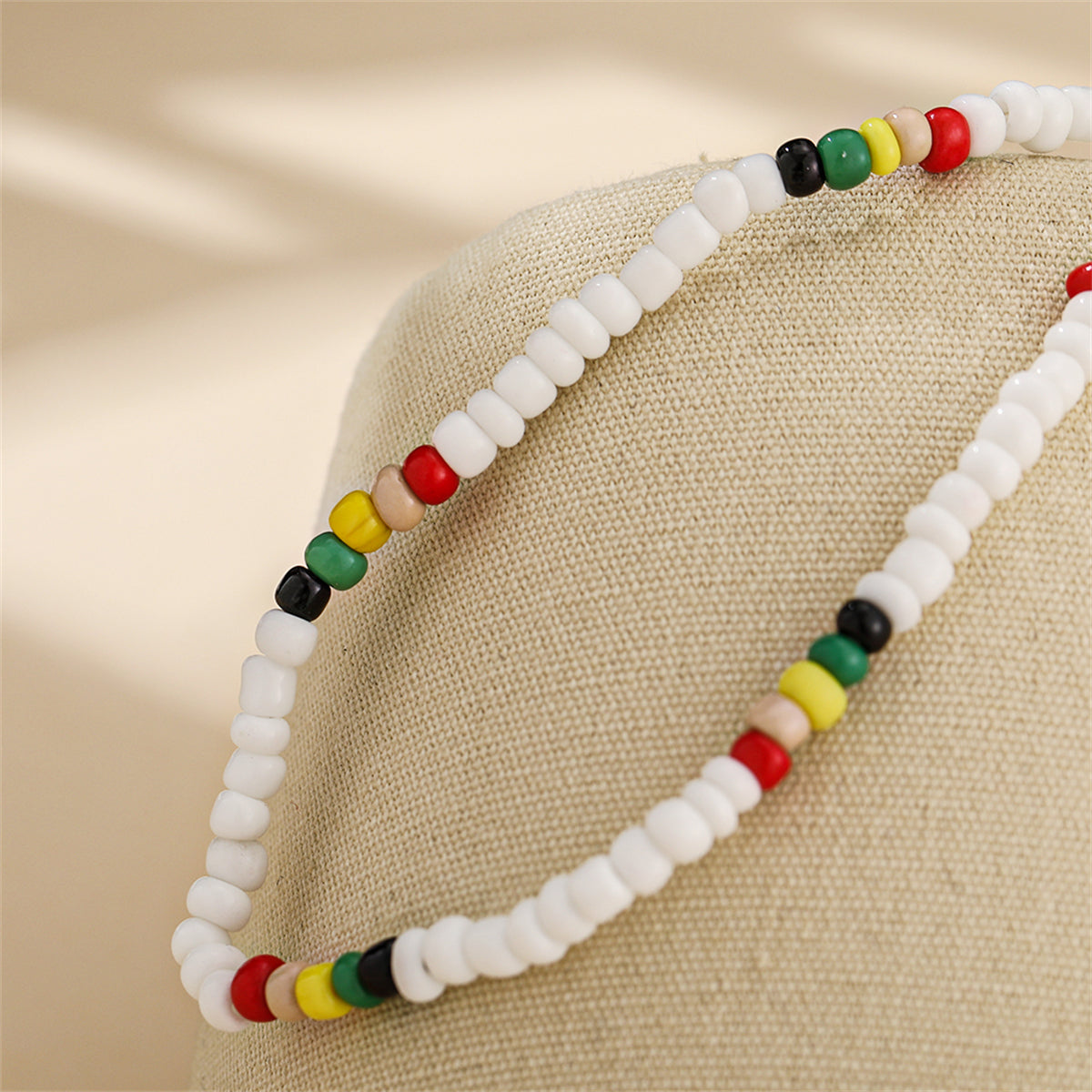 White & Multicolor Teal Howlite Stretch Necklace