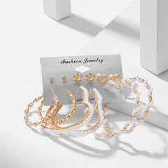 Cubic Zirconia & Pearl 18K Gold-Plated Hoop & Stud Earrings Set