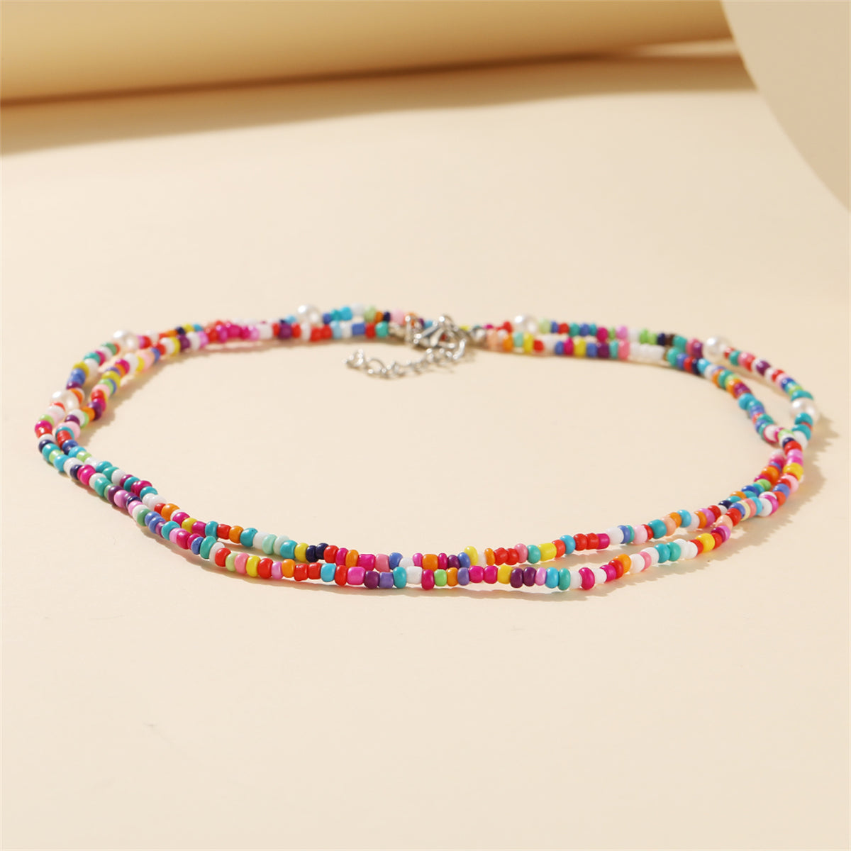 Multicolor Howlite & Silver-Plated Beaded Necklace