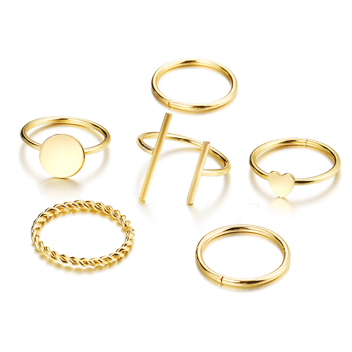18K Gold-Plated Heart Ring Set, jewelry gift sets for women, vintage-inspired design, side view
