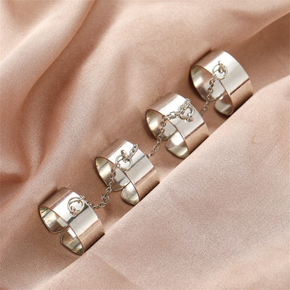 Silver-Plated Linked Open Four-Finger Band