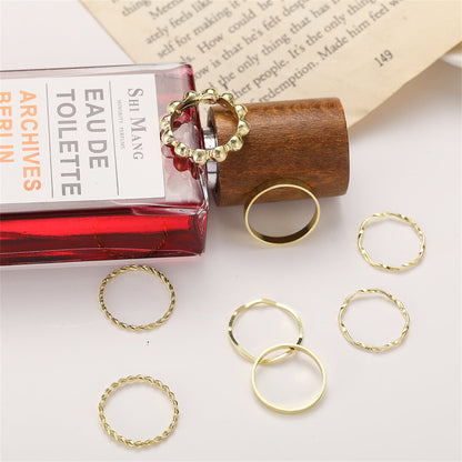 18K Gold-Plated Twine Ring Set, jewelry gift sets for women, elegant gift for her, detail close-up