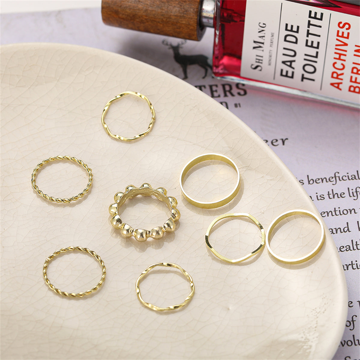 18K Gold-Plated Twine Ring Set, jewelry gift sets for women, elegant gift for her, lifestyle look