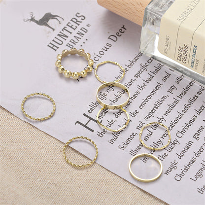18K Gold-Plated Twine Ring Set, jewelry gift sets for women, elegant gift for her, styled look