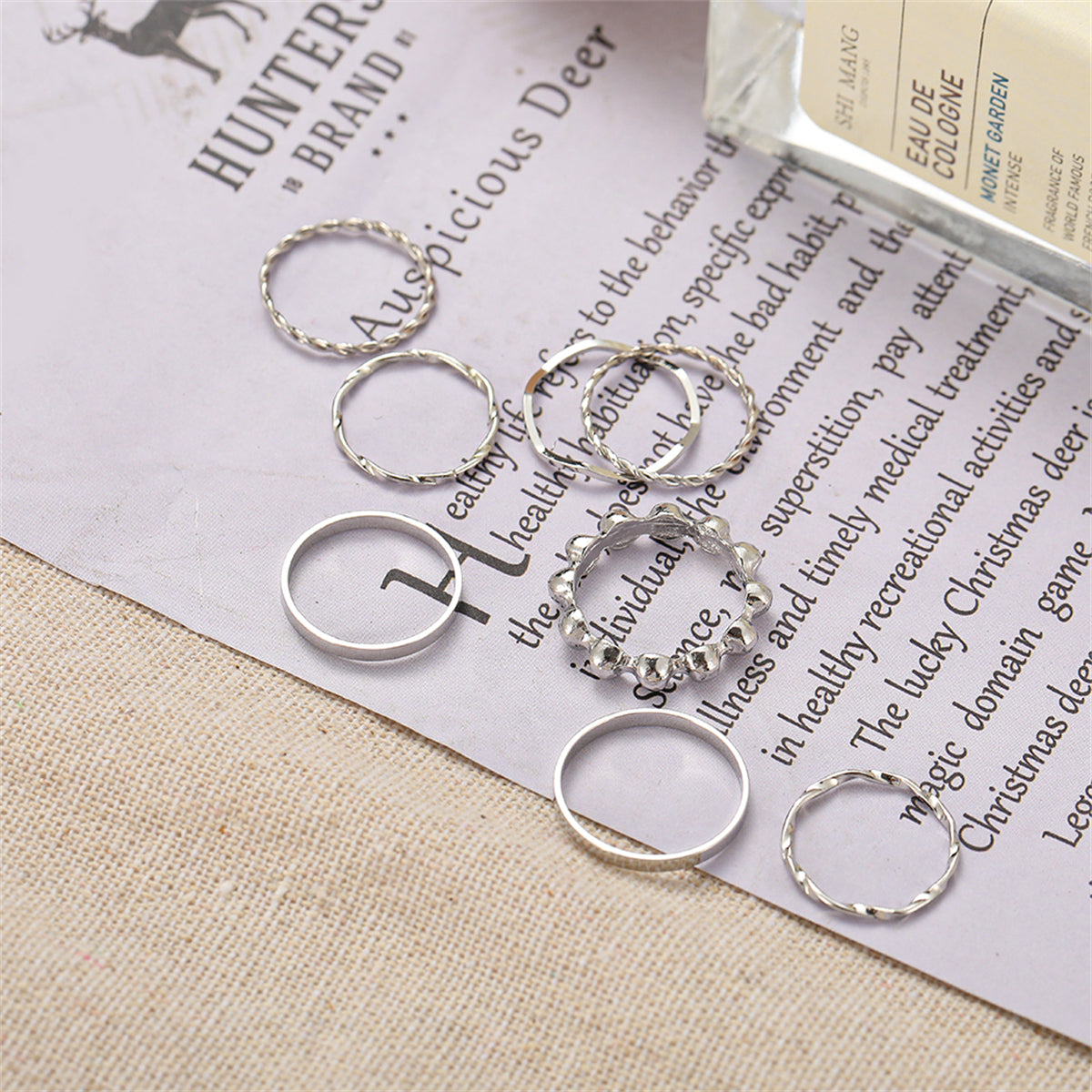 Silver-Plated Twine Ring Set, jewelry gift sets for women, elegant gift for her, side view