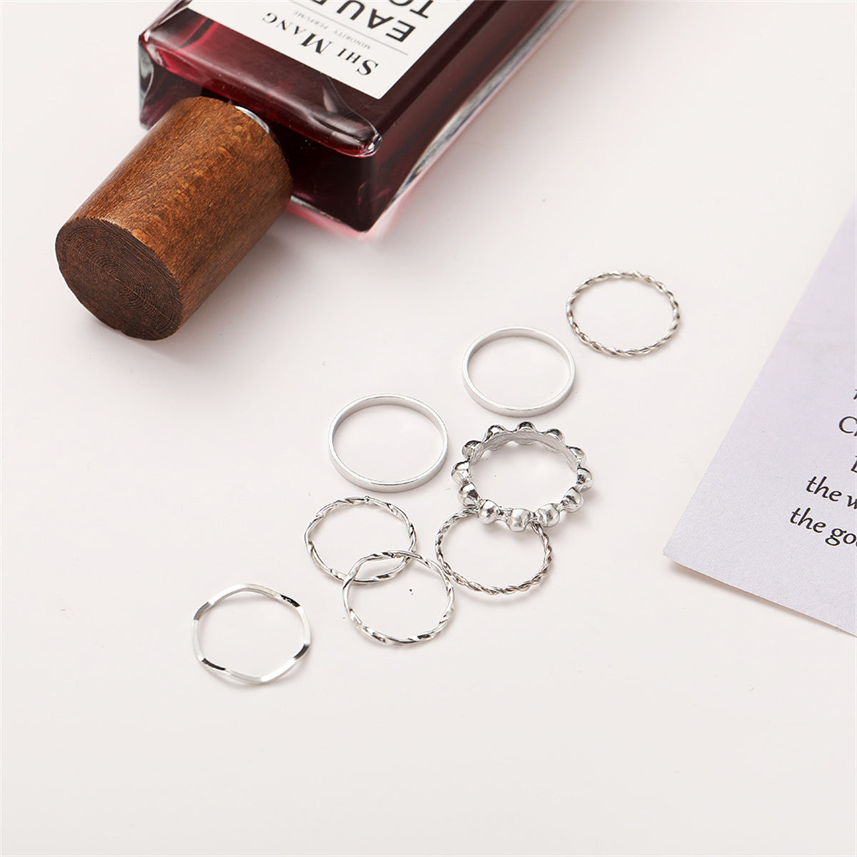 Silver-Plated Twine Ring Set, jewelry gift sets for women, elegant gift for her, lifestyle look