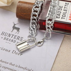 Silver-Plated Curb Chain Lock Charm Anklet