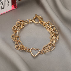 18K Gold-Plated Layered Cable Chain Openwork Heart Anklet