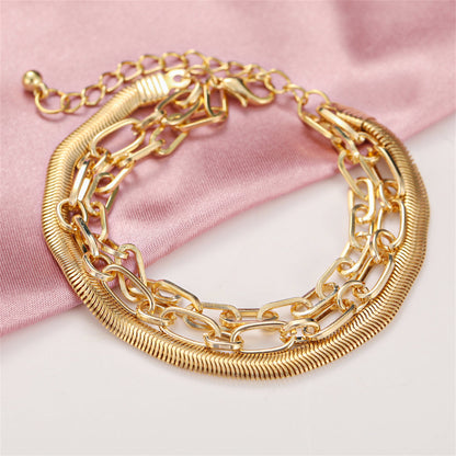 18K Gold-Plated Layered Cable Chain Anklet, gold anklet bracelet, elegant gift for her, lifestyle look