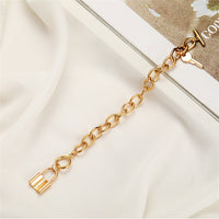 18k Gold-Plated Cable Chain Key Lock Toggle Charm Bracelet