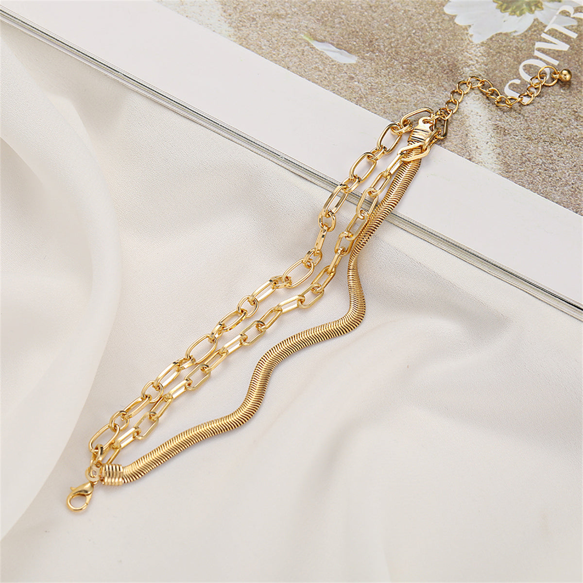 18K Gold-Plated Layered Cable Chain Anklet, gold anklet bracelet, elegant gift for her, styled look