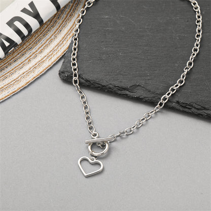 Silver-Plated Open Heart Toggle Pendant Necklace, silver pendant necklace for women, elegant gift for her, lifestyle look