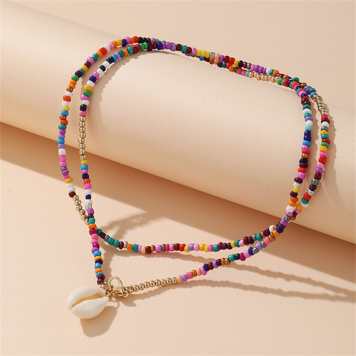 Mulitcolor Howlite and Shell Pendant Necklace, pendant necklace for women, everyday style, side view