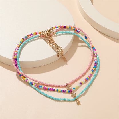 Multicolor Howlite and 18K Gold-Plated Celestial Necklace Set, gold pendant necklace for women, lifestyle look