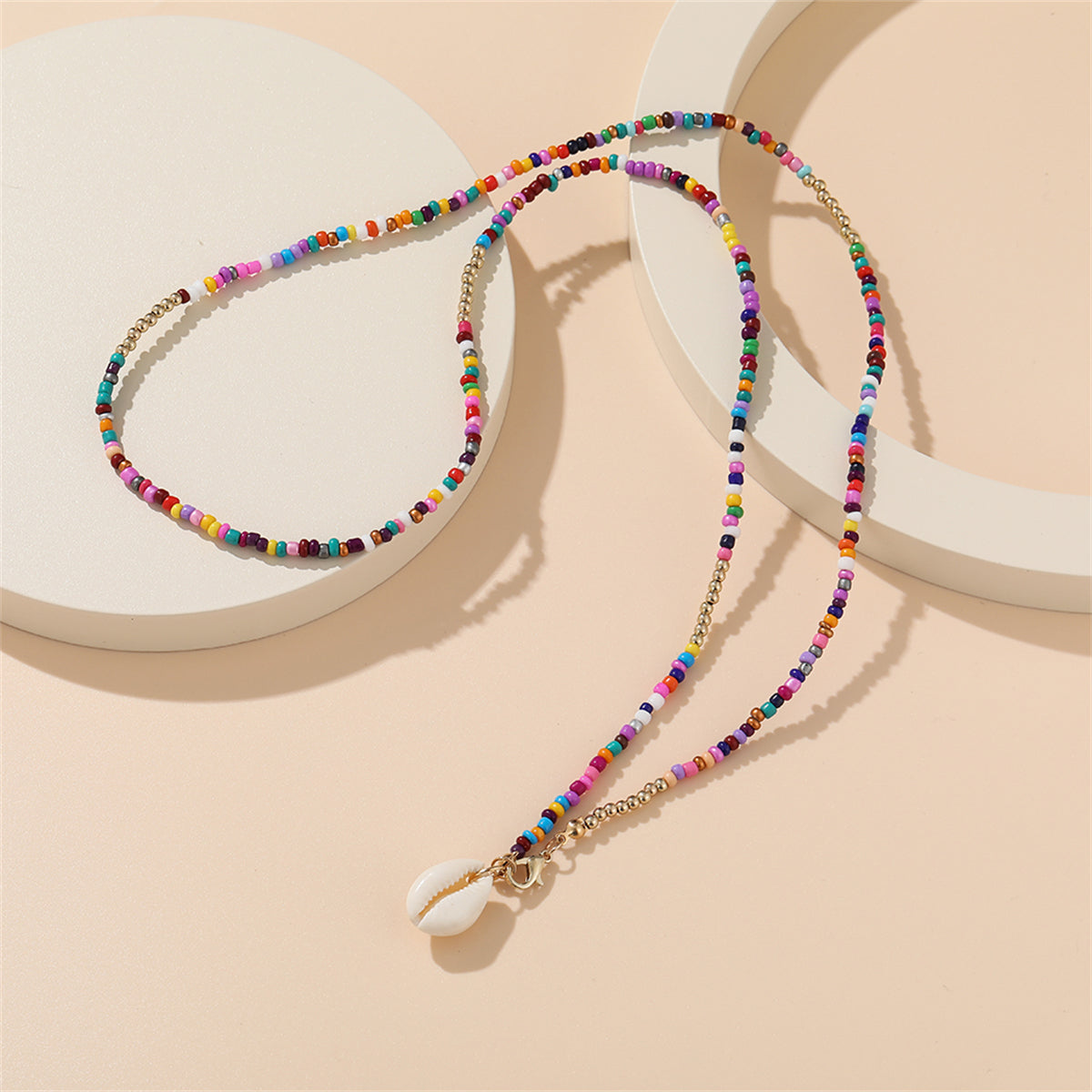 Mulitcolor Howlite & Shell Pendant Necklace
