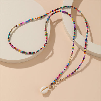 Mulitcolor Howlite and Shell Pendant Necklace, pendant necklace for women, everyday style, styled look