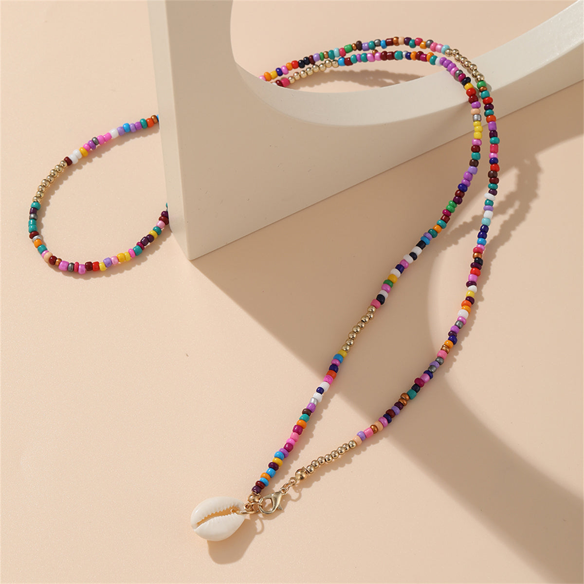 Mulitcolor Howlite & Shell Pendant Necklace