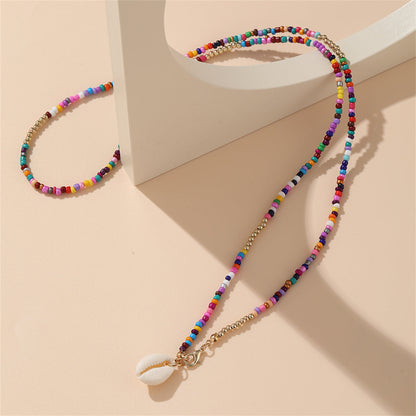 Mulitcolor Howlite & Shell Pendant Necklace