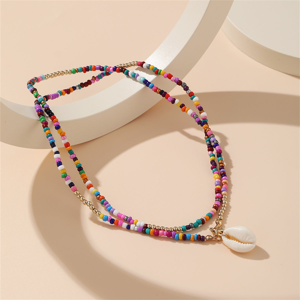 Mulitcolor Howlite & Shell Pendant Necklace