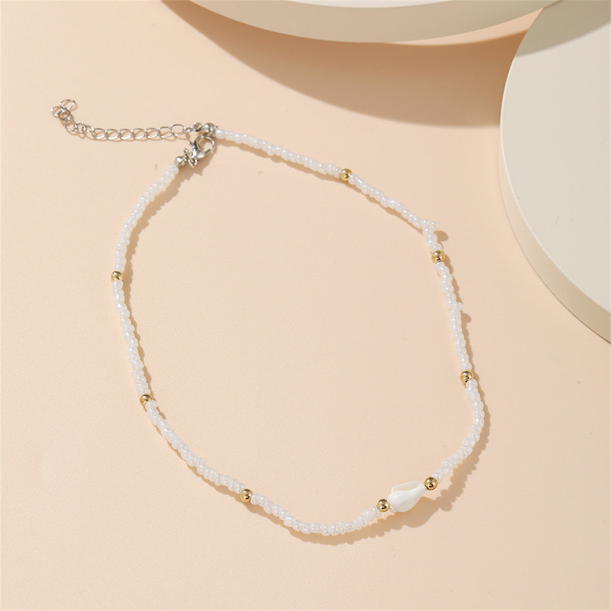 White Howlite and Two Tone Beaded Station Necklace, pendant necklace for women, dainty minimalist design, styled look
