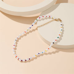 Pearl & Multicolor Howlite 18K Gold-Plated Beaded Necklace