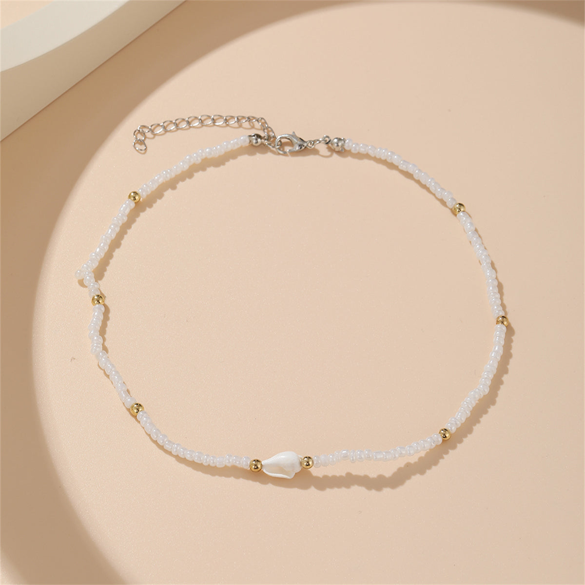 White Howlite & Two Tone Beaded Station Necklace
