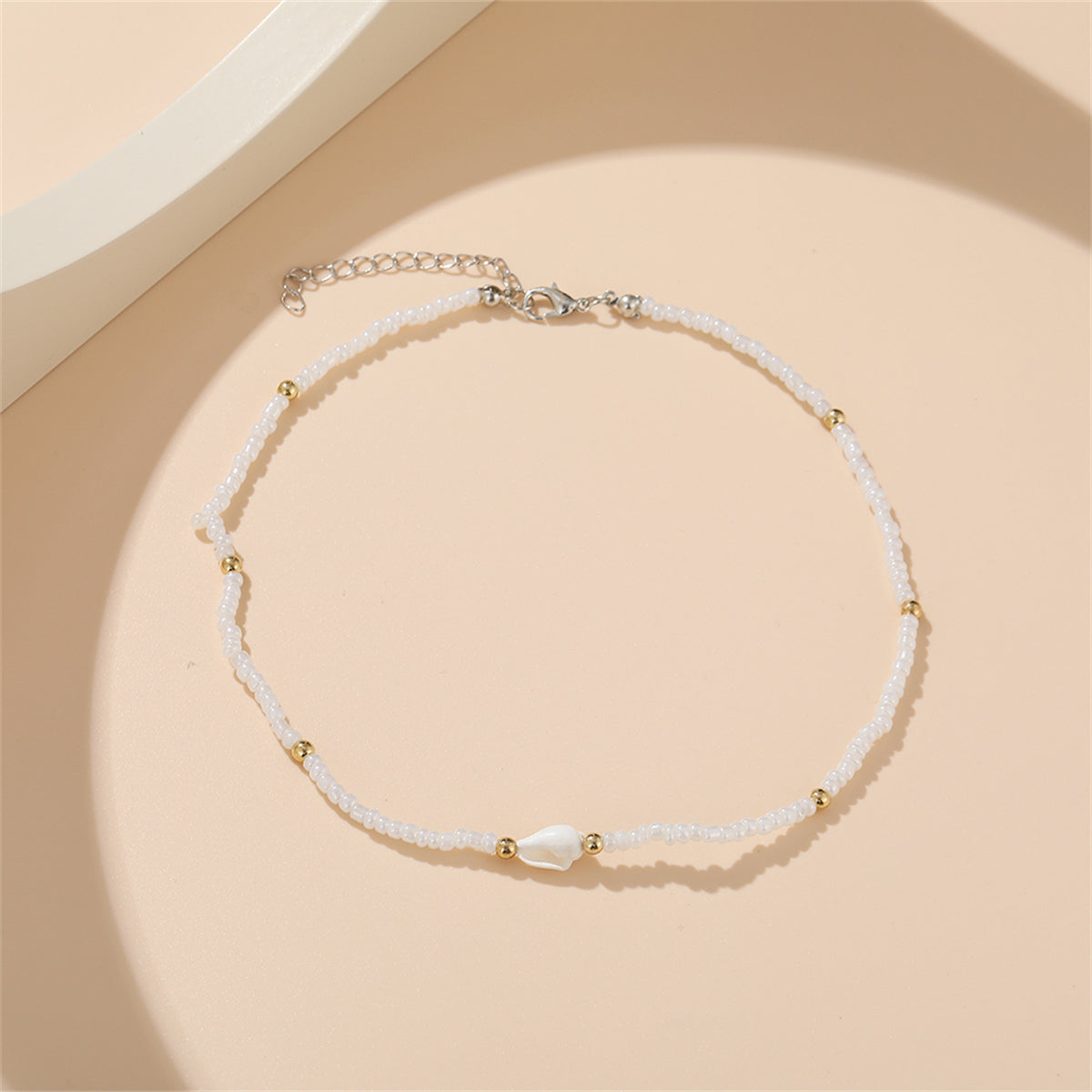 White Howlite & Two Tone Beaded Station Necklace