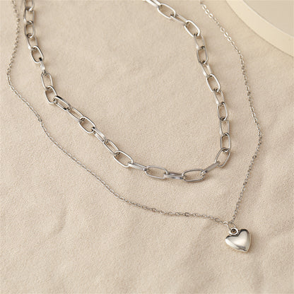 Silver-Plated Heart Layered Necklace
