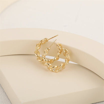 18K Gold-Plated Figaro Huggie Earrings, gold huggie earrings, everyday style, side view