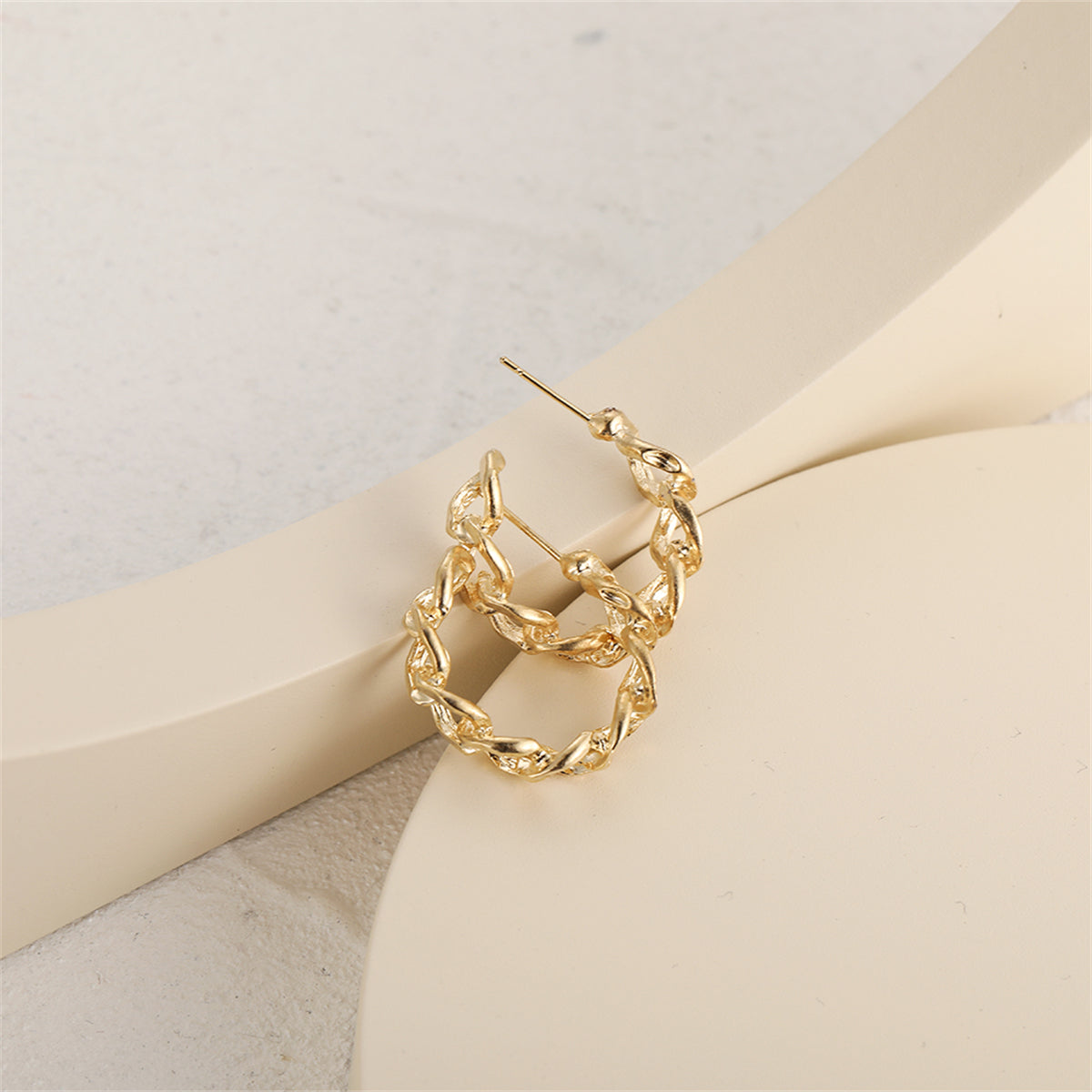 18K Gold-Plated Figaro Huggie Earrings, gold huggie earrings, everyday style, styled look