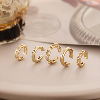 18K Gold-Plated Chain Ear Cuffs Set, gold stud earrings for women, elegant gift for her, lifestyle look