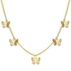 Stunning 18K gold-plated butterfly station choker adorned with four charming butterflies, ideal for a stylish accessory.