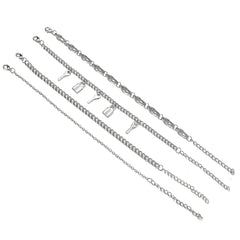 Silver-Plated Key Lock Station Charm Anklet Set