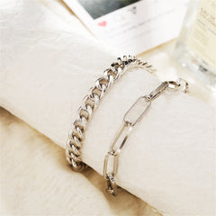 Silver-Plated Cable Chain Anklet & Curb Chain Anklet